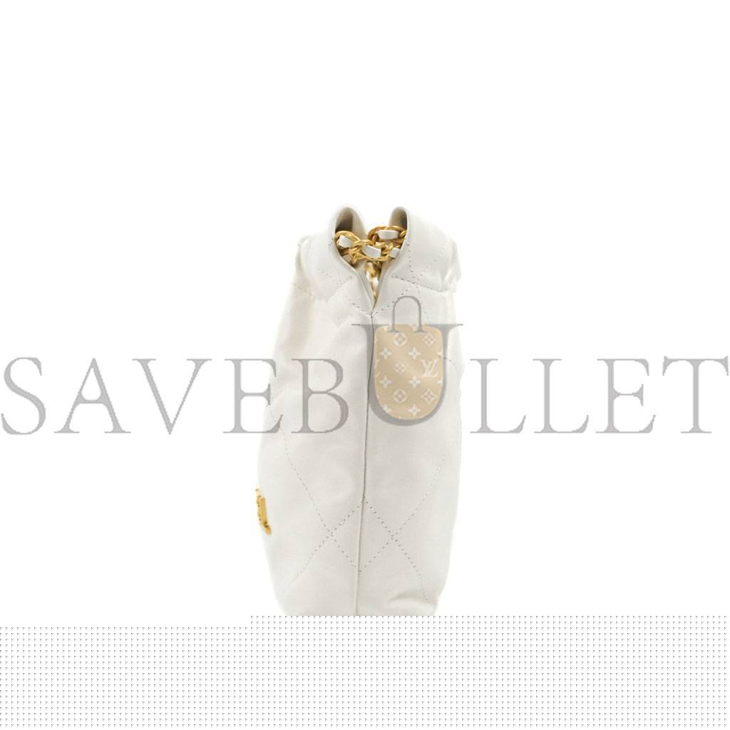 Ch*el master white calfskin quilted mini 22 bag antique gold hardware as3980 (20*19*6cm)